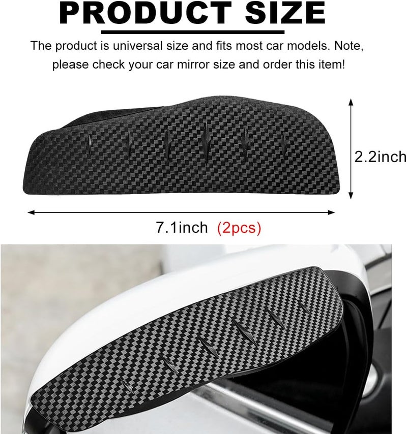 Wevdn 2 PCS Mirror Rain Visor Eyebrow, Waterproof PVC Auto Exterior Rear View Mirror Rain Visor Guard, Rainproof Side Mirror Rain Visor Eyebrow Cover for SUV Truck, Car Accessories (Carbon/Anti-Noise) - Image 2